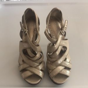 Coach cream strappy platform heels